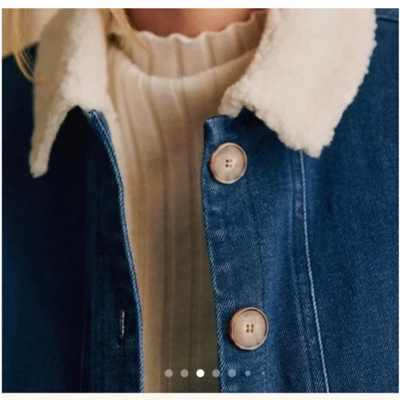 Sezane Will Jacket Indigo with Shearling Lining - Size S - Picture 2 of 7